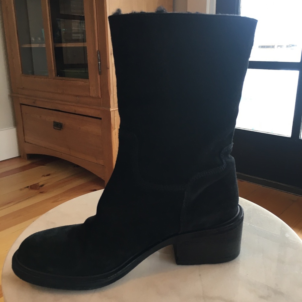 Elyse Walker Black Leather Suede Boots - Picture 6 of 7